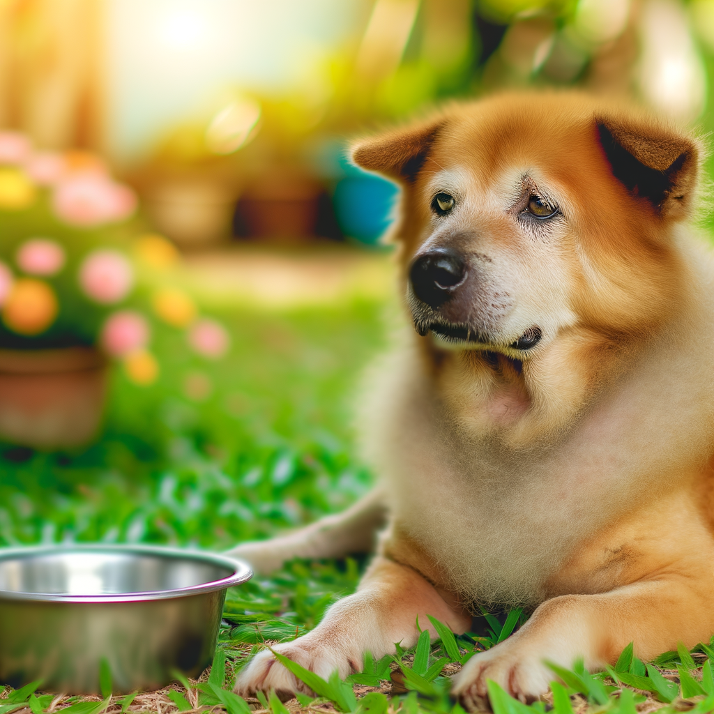 Para crear una imagen realista que corresponda al texto sobre la salud del pelaje y la piel de un perro, basada en las descripciones proporcionadas, aquí tienes una idea detallada:

**Descripción de la imagen:**

La imagen muestra un perro de mediano a gran tamaño con un pelaje notablemente brillante y saludable. El pelaje refleja la luz del sol en una tarde cálida, lo que resalta su suavidad y cuidado. El perro está al aire libre en un entorno natural, como un jardín o un parque, rodeado de hierba verde fresca y flores coloridas en el fondo.

El enfoque principal está en el perro, que está acostado o sentado de manera relajada, mostrando tranquilidad y bienestar general. Su expresión facial es feliz y tranquila, lo que sugiere que se siente cómodo y saludable. La piel alrededor de sus ojos y orejas es suave y sin irritaciones, y no hay signos de enrojecimiento o caspa en su cuerpo.

En segundo plano, hay un cuenco de acero inoxidable con agua fresca, indicando que el perro está bien hidratado, lo cual es esencial para un pelaje y piel saludables. La imagen no incluye ningún tipo de alimento, enfocándose exclusivamente en el estado ideal de la mascota.

**Técnicas fotográficas recomendadas:**

- **Iluminación natural:** Usa la luz natural para capturar la verdadera textura y brillo del pelaje del perro.
- **Enfoque:** Asegúrate de que el enfoque esté nítido sobre el pelaje y la cara del perro, mientras que el fondo permanece ligeramente desenfocado para crear un bonito efecto bokeh.
- **Composición:** Centro de atención en el perro, con suficiente espacio alrededor para mostrar el entorno que contribuye a su bienestar.
- **Perspectiva:** Nivel del suelo o un poco por debajo del nivel ocular del perro para crear una conexión visual más íntima con el espectador.

Esta representación visual subrayará la importancia de una buena nutrición para la salud visible del pelaje y la piel de la mascota, capturando la esencia del bienestar general que se obtiene a través de una dieta adecuada.