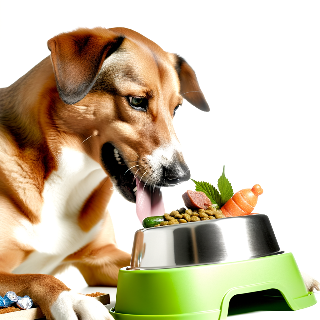 Perro saludable disfrutando comida fresca y balanceada.
